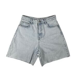 Zara Women's Blue Light Wash High Waisted Cut-off Denim Jean Shorts Size 6